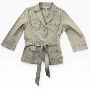 LOFT Light Beige Khaki Utility Belted Jacket w/ pockets  Size Medium NWOT